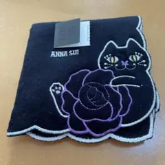 ANNA SUI 猫とバラの刺繍ハンカチ