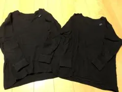 2点セット キッズ インナー コットン 130 綿 ブラック 黒 長袖