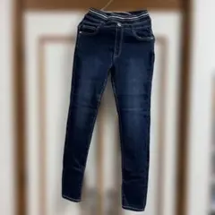 ダークブルースキニーパンツ（ストライプウエスト）