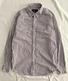 ラルフローレン 長袖シャツ ロゴ刺繍 ストライプ ボタンダウン Lサイズ 51
