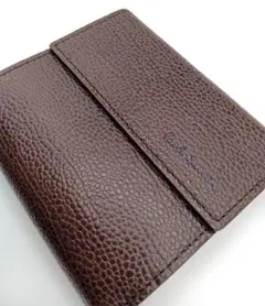 【美品】ポールスミス 折財布 スポッツグレ 牛革 ブラウン