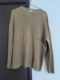 ブラウン ポケット付き ニットセーター