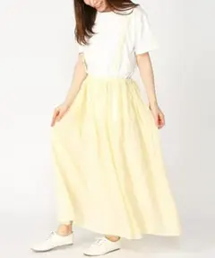 新品タグ【SM2】リネン★サス付チェック柄たっぷりギャザースカート★定価6990