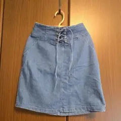 デニム レースアップ ミニスカート　イング　M
