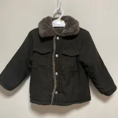 プティマイン 100 アウター コート ブラウン チェック ボア ジャケット