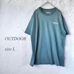 OUTDOOR 半袖Tシャツ Lサイズ エメラルドグリーン 丸首 ロゴ1493のサムネイル