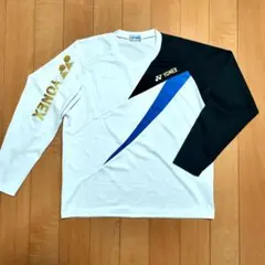YONEX 長袖シャツ M ホワイト/ブラック/ゴールド