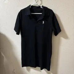 黒の半袖ポロシャツ ミニワンピース