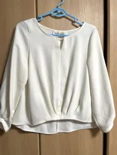 日本製 ホワイト長袖 ブラウス Mサイズ