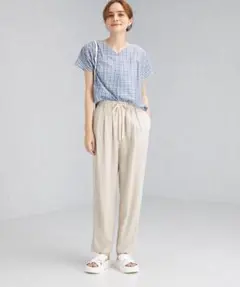 【グリーンレーベルリラクシング】チェックマイヤー スキッパー プルオーバーのサムネイル