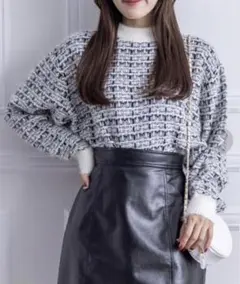 clear フェザーツイードプルオーバーニットトップス　ツイード　ニット