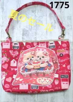 気まぐれSALE 猫柄 持ち手付き20cmファスナーポーチ ハンドメイド