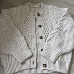 GU ベージュ ケーブル編み ニットカーディガン