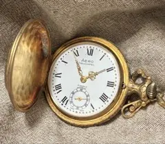 アエロAero Watch 手巻き 懐中時計 ゴールド 金色 スイス製 稼働品