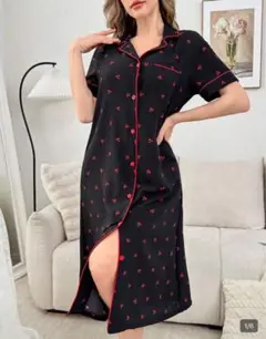 チェリー柄ボタン付きルームウェア パジャマ