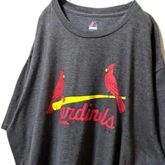 マジェスティックMLBセントルイスカージナルス Tシャツグレー灰色2XL古着