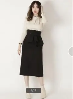 ペプラム付2wayタイトスカート　ウィルセレクション　ブラック　オフィスのサムネイル
