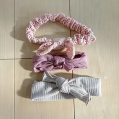 ベビー ヘアバンド ピンク ベージュ リボン 3点セット