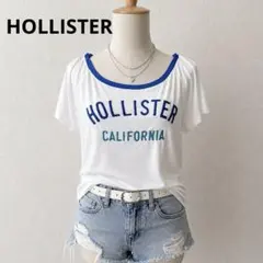 HOLLISTER 刺繍ロゴTシャツ M 白 ブルー Y2K アメカジ 半袖のサムネイル