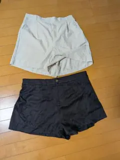 ショートパンツ 2枚セット ベージュ ブラック