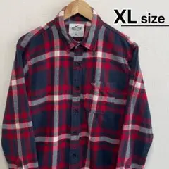HOLLISTER　フランネルシャツ　XL　チェック柄　レッド　ネイビー　古着