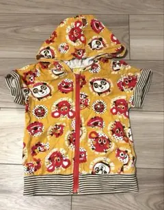Bit'z ビッツ 半袖パーカー 95cm 総柄 パンダ ネコ イエロー