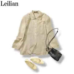 【上質】 レリアン　麻混　ジャケット　長袖シャツ　ブラウン　9♪