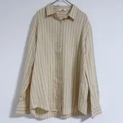 ユニクロ 長袖 シャツ レーヨン ストライプ M シンプル