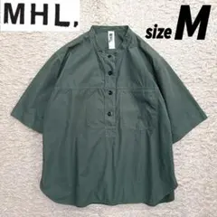【美品】エムエイチエル 半袖 ボタンシャツ ゆったり コットン100% グリーン