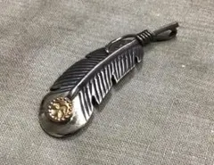 VINTAGE sv925 シルバーネックレス ペンダント フェザー ナバホ