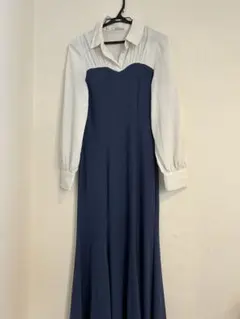 earth made ecology ネイビー シャツワンピース ロングドレス