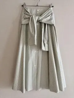 MM6 Maison margiela ストライプ リボン フレアスカート　36のサムネイル