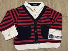 100sirmione 赤と紺のストライプカットソー