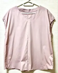 GU レディース トップス XL ピンク Vネック フレンチスリーブ きれいめ