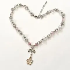 ネックレス　桜　リボン　ウィッシュコア　フェアリーグランジ　森ガール　y2k