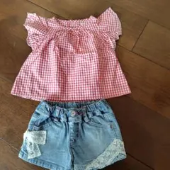 グリーンレーベル 半袖トップスとTK SAPKID デニムショートパンツ セット