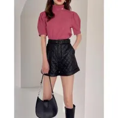 GRL ベルト付きキルティングレザーショートパンツ【gm539】