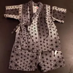 ベビー　甚平　黒と白の幾何学模様 甚平 90サイズ