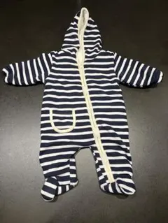 フード付きストライプ　カバーオール 50-60cm