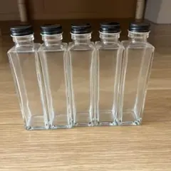 角型ガラス瓶 5本セット 黒ネジ式キャップ