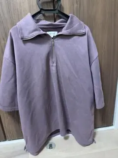 パープル ハーフジップ シャツ L