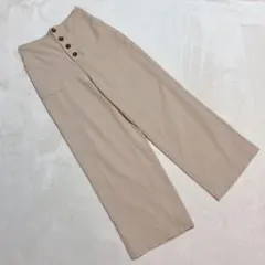 COLZA コルザ ＊ハイウエスト ワイドパンツ ベージュ ボタン (L)