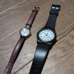 VICCA 赤いレザー腕時計 & POLO CLUB 黒い腕時計2点セット☆