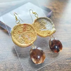 ピアス イヤリング 薔薇 バラ ハンドメイド ゴールド 花びら フラワー 黄色