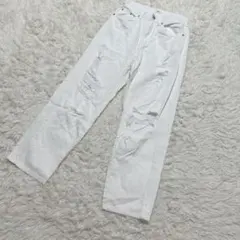 【c6226】WEGO デニム　ジーンズ　ホワイト　ダメージ