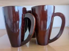 《値下げしました》木製マグカップ 4個セット ダークブラウン