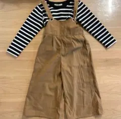 サロペット とボーダーのトップスセット