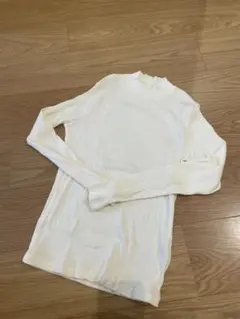 UNIQLO リブ編みハイネックトップス ホワイト Lサイズ