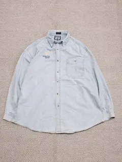 90s 00s Lee デニムシャツ フェードブルー 金刺繍ロゴ