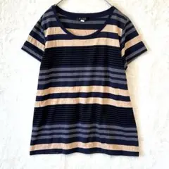 ミッシェルクラン♦Tシャツ カットソー 半袖 M ボーダー 日本製 夏 紺
